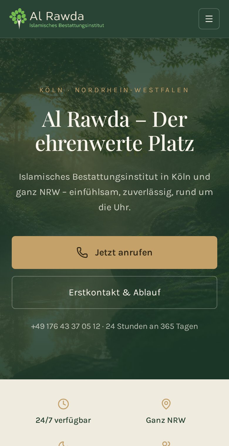 Handy-Ansicht der Website Al Rawda