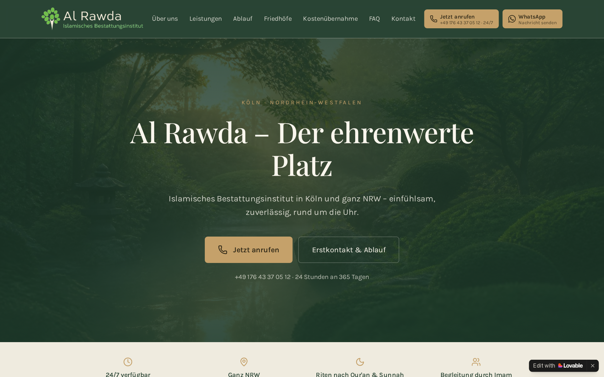 Website-Vorschau: Al Rawda — Bestattungsinstitut